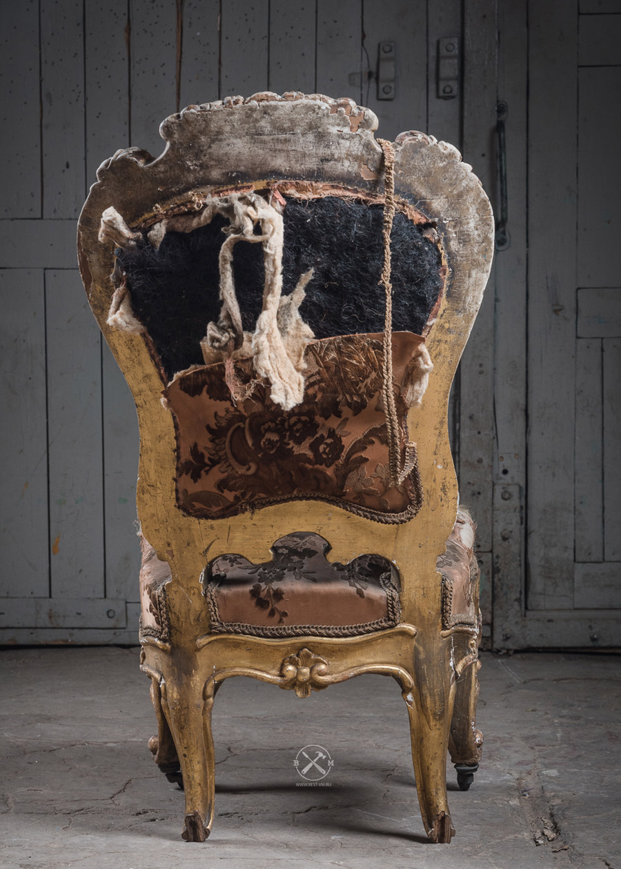Старинное кресло до реставрация - замена обивка