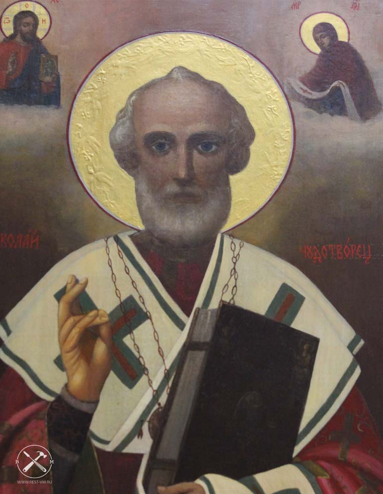 Икона Николая Чудотворца после реставрации.